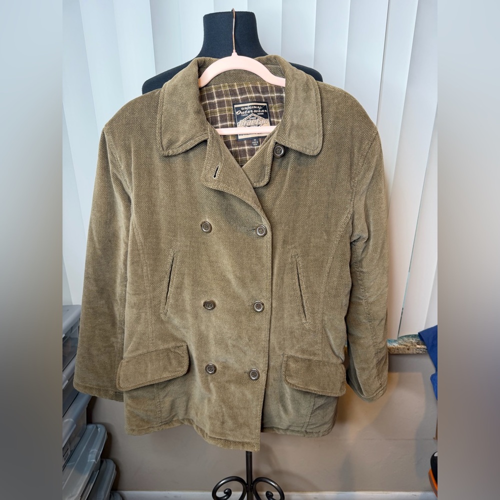 Genuine Braetan Vintage Olive Corduroy Double-Breasted Men’s Jacket Size Medium